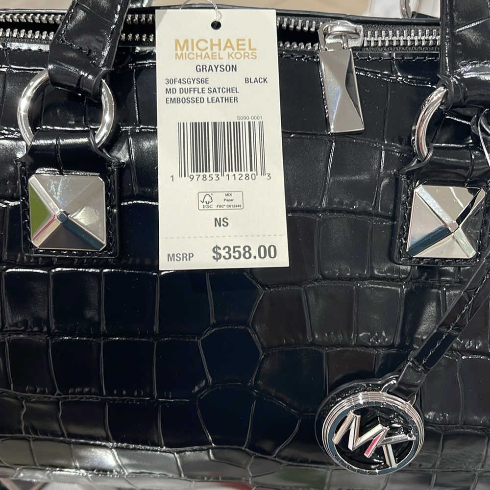 Michael Kors Grayson Medium Crocodile Embossed Leather Satchel
Black 
NWT - Picture 10 of 16